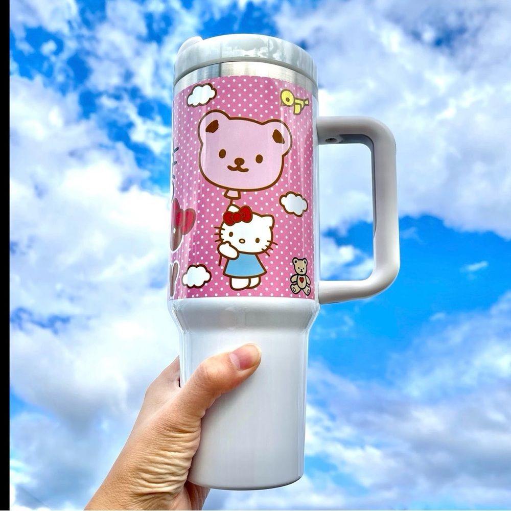 Custom 40oz Tumbler Cartoon Kawaii Hello Kitty,Birthday gift for her.Gift for Mo - Picture 3 of 5